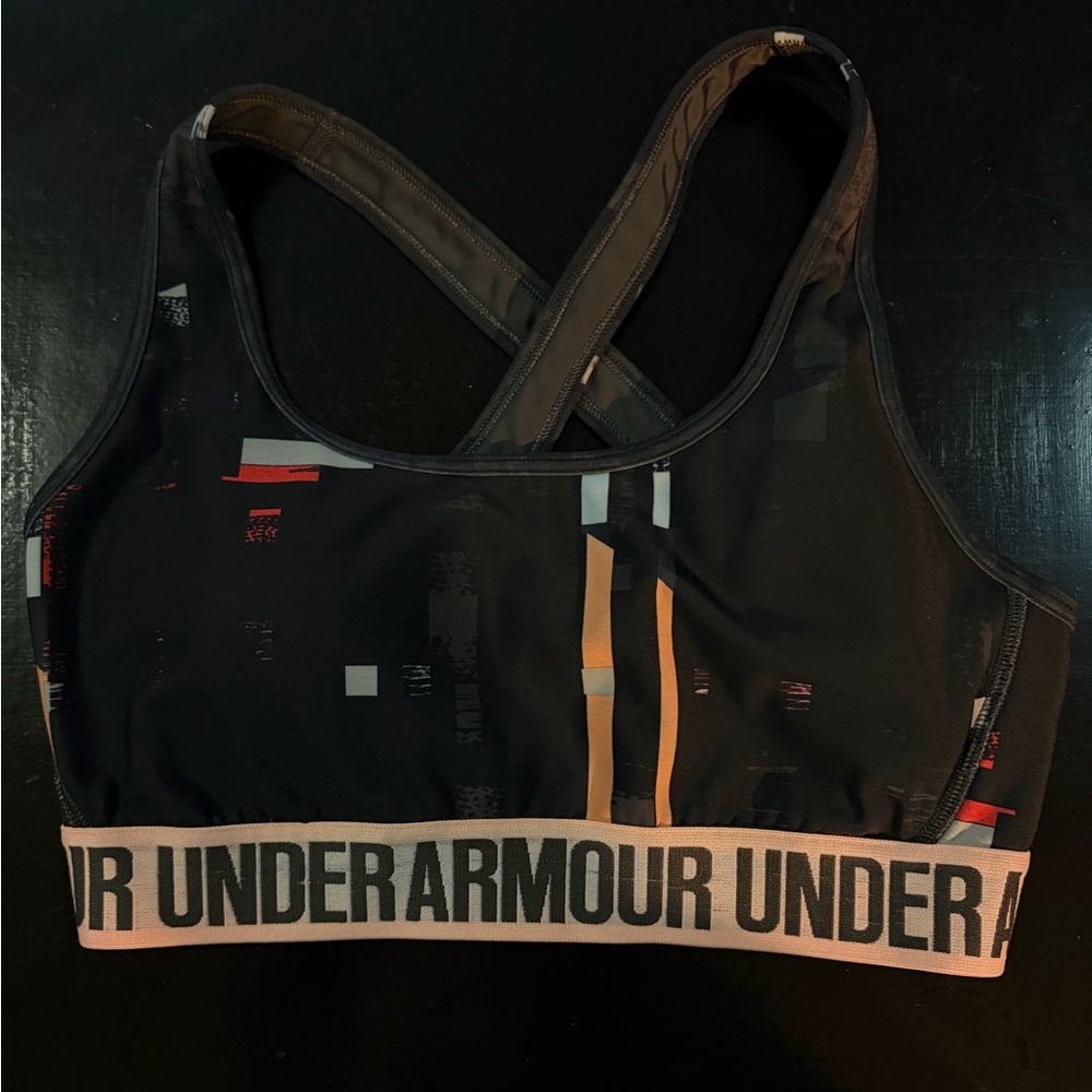 Under Armour Black Sports Bra with Peach Band